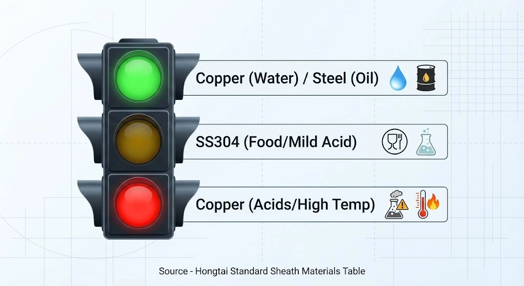 ht-heater Hongtai Standard Sheath Materials Table