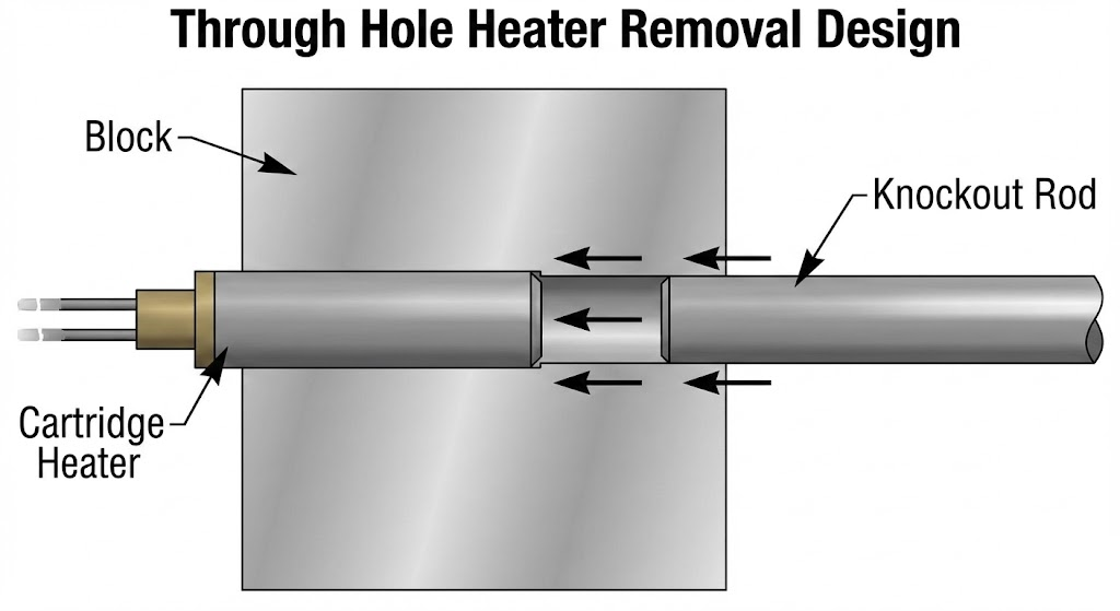 Diagram of Through Hole design for easy heater knockout removal