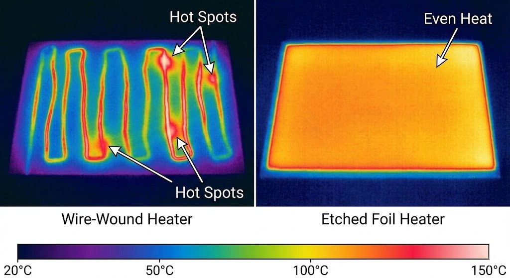 Etched foil technology is mandatory for batteries to prevent localized overheating of individual cells.