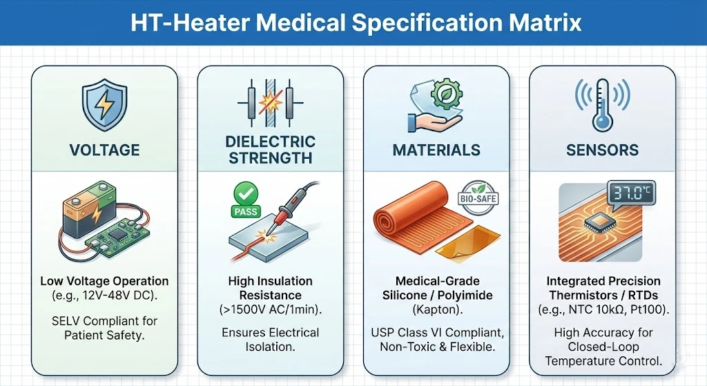 HT-Heater Medical Specification Matrix.