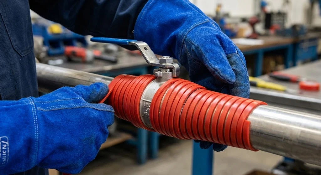 High flexibility allows silicone tapes to conform to complex shapes like valves and pumps where rigid heaters fail.