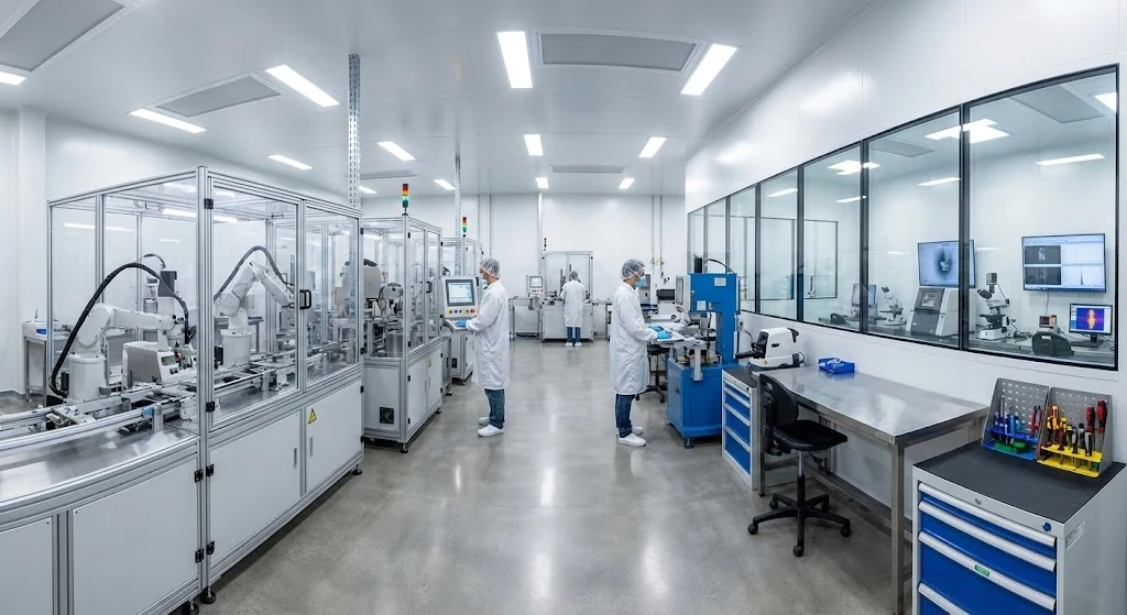 Hongtai factory production line showing swaging process and quality control