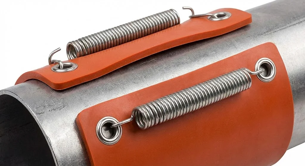 Spring attachments accommodate the thermal expansion of pipes and drums