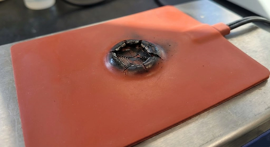 This failure was caused by a trapped air gap preventing heat transfer, not by a defect in the wire.