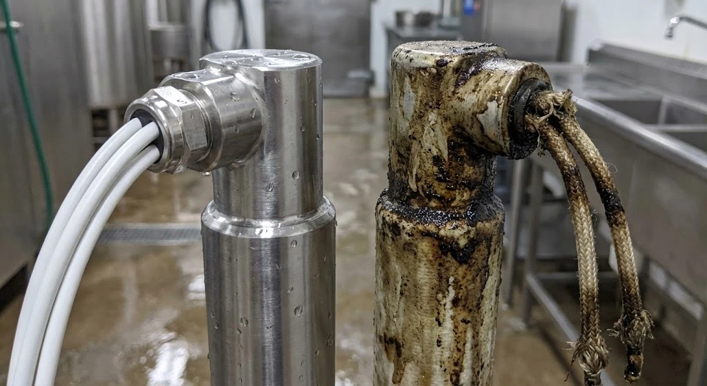 Washdown ready cartridge heater with Teflon seal