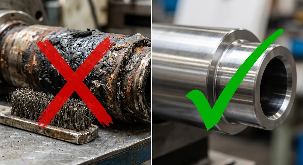 Extruder barrel cleaning process before industrial band heater installation