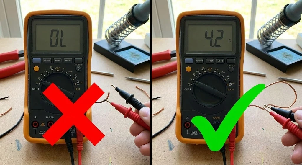 How to test a thermocouple with a multimeter for open circuit.