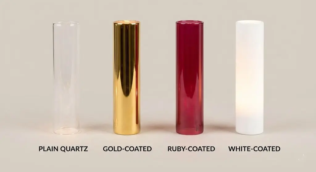 plain quartz golden-coated ruby-coated white coated heating tube