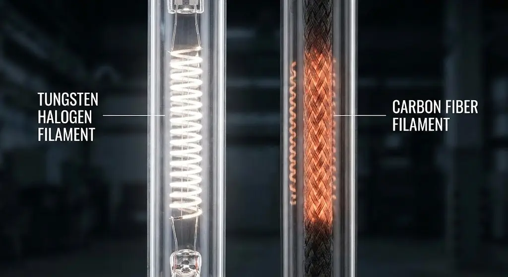 tungsten halogen and carbon fiber quartz heating tube